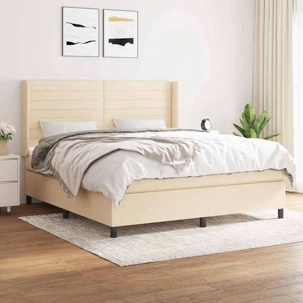 Sommier à lattes de lit avec matelas Crème 160x200 cm Tissu - XIOS