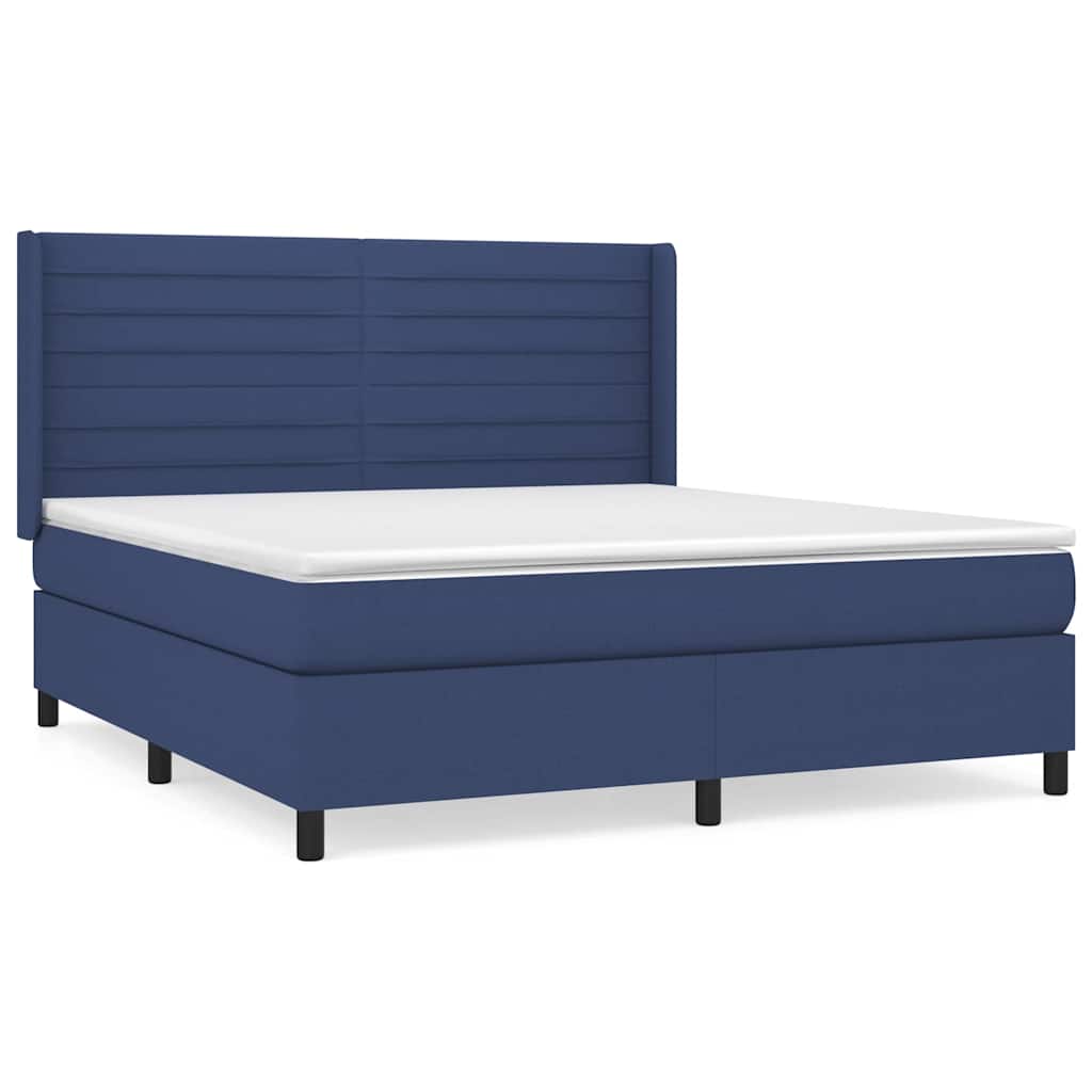 Sommier à lattes de lit avec matelas Bleu 160x200 cm Tissu
