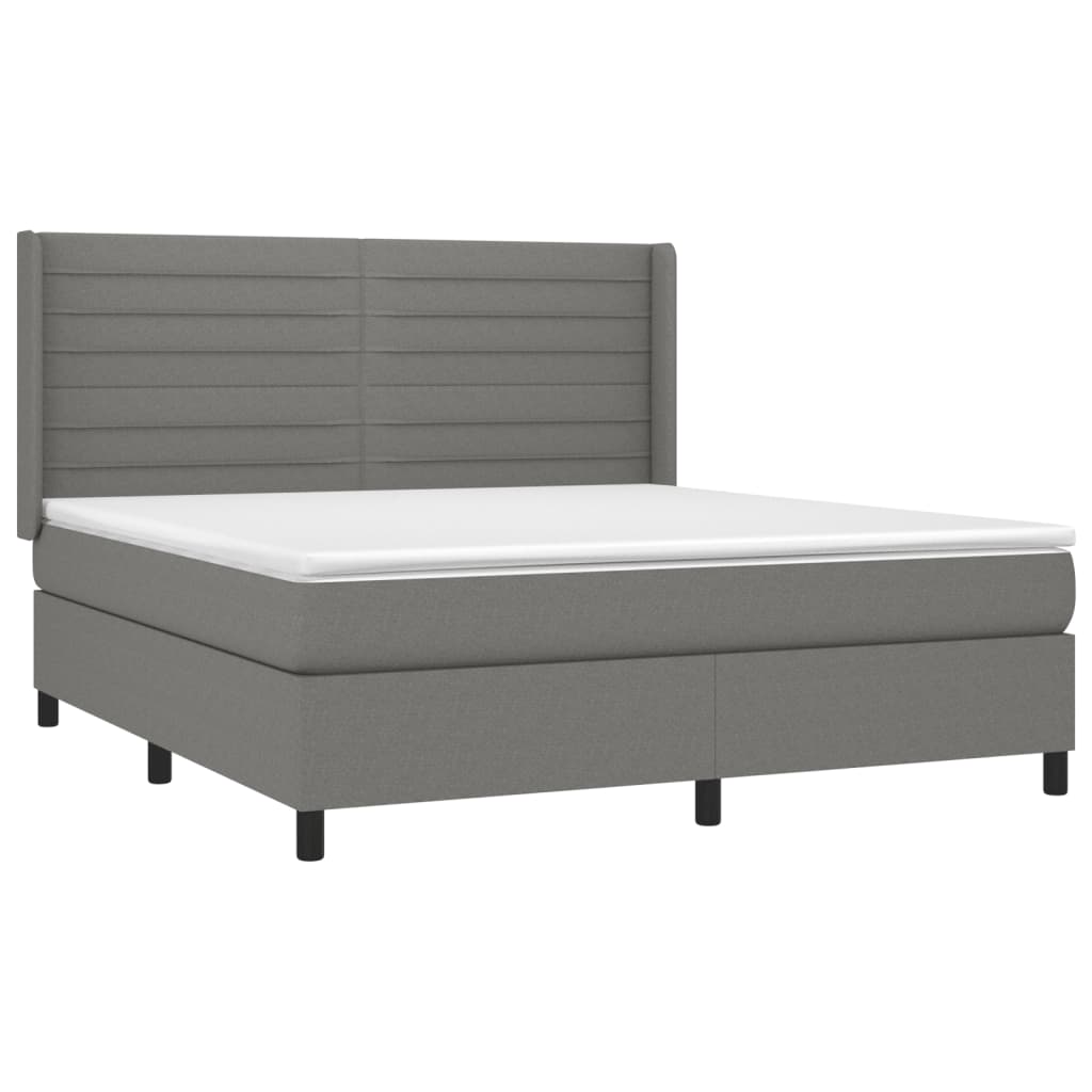 Sommier à lattes de lit avec matelas Gris foncé 180x200cm Tissu - XIOS