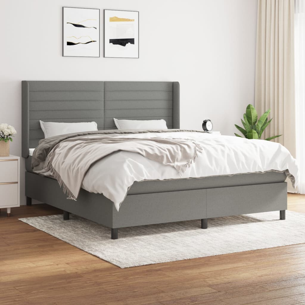 Sommier à lattes de lit avec matelas Gris foncé 180x200cm Tissu - XIOS