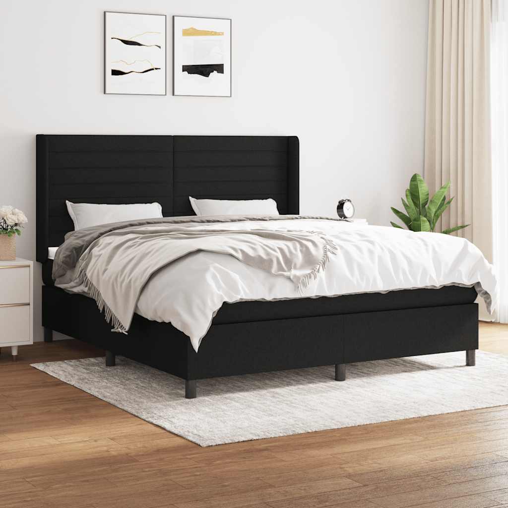 Sommier à lattes de lit avec matelas Noir 180x200 cm Tissu - XIOS