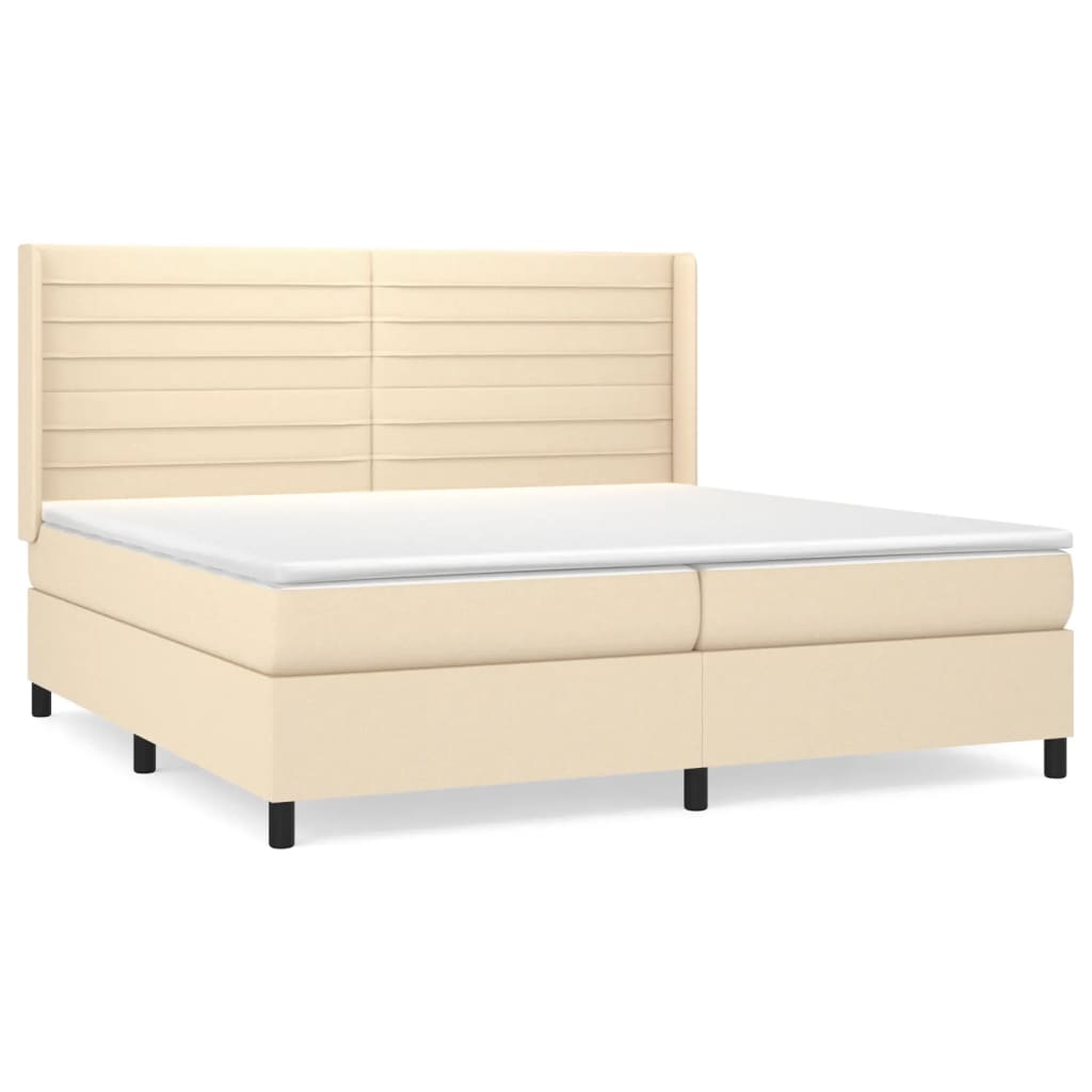 Sommier à lattes de lit avec matelas Crème 200x200 cm Tissu - XIOS