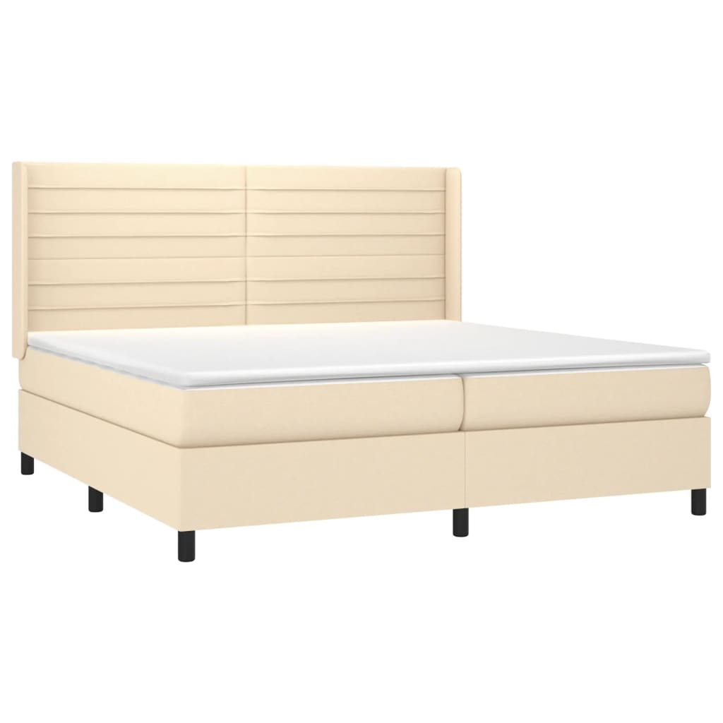 Sommier à lattes de lit avec matelas Crème 200x200 cm Tissu - XIOS