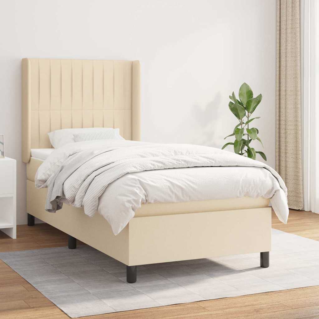 Sommier à lattes de lit avec matelas Crème 80x200 cm Tissu