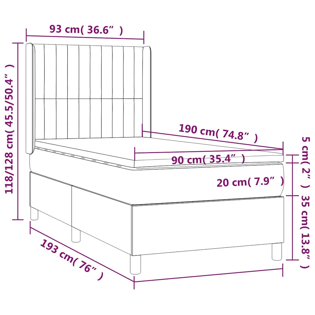 Sommier à lattes de lit avec matelas Noir 90x190 cm Tissu - XIOS