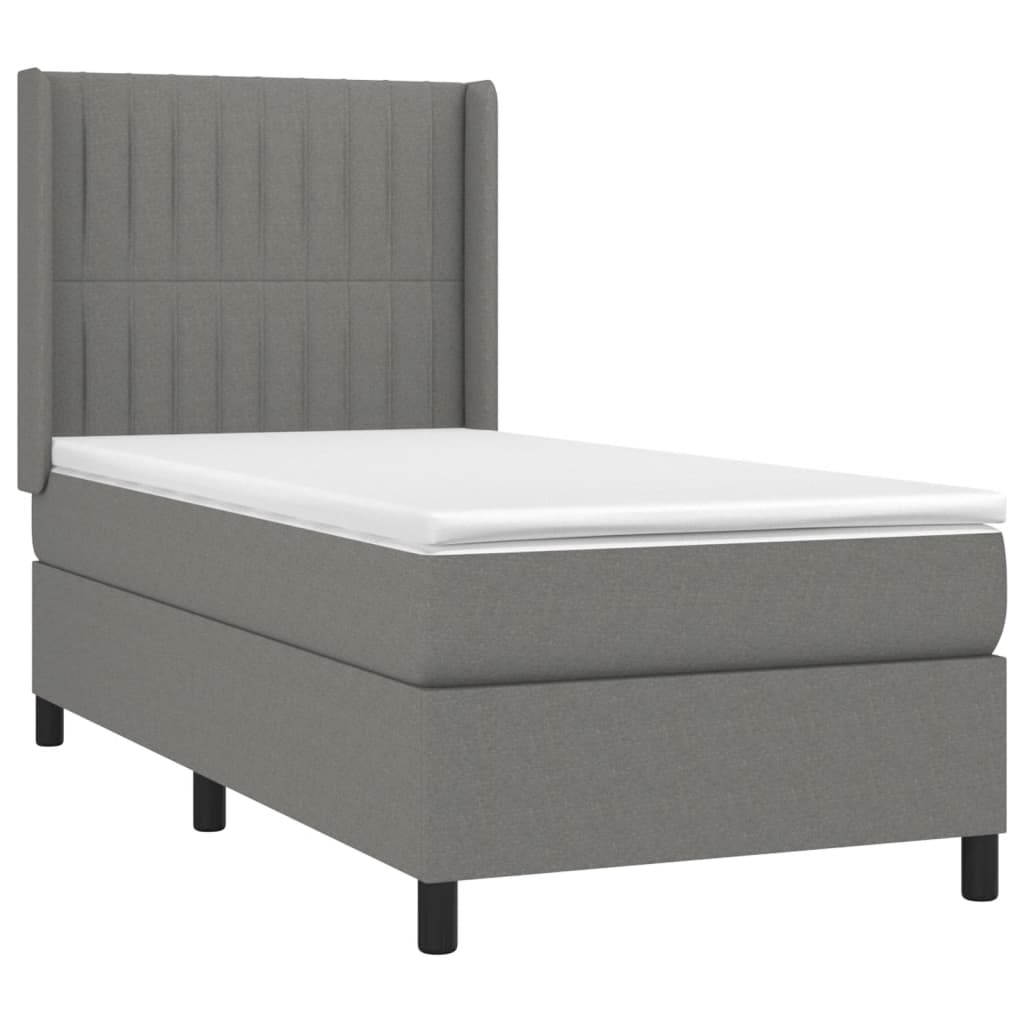 Sommier à lattes de lit avec matelas Gris foncé 90x200 cm Tissu - XIOS