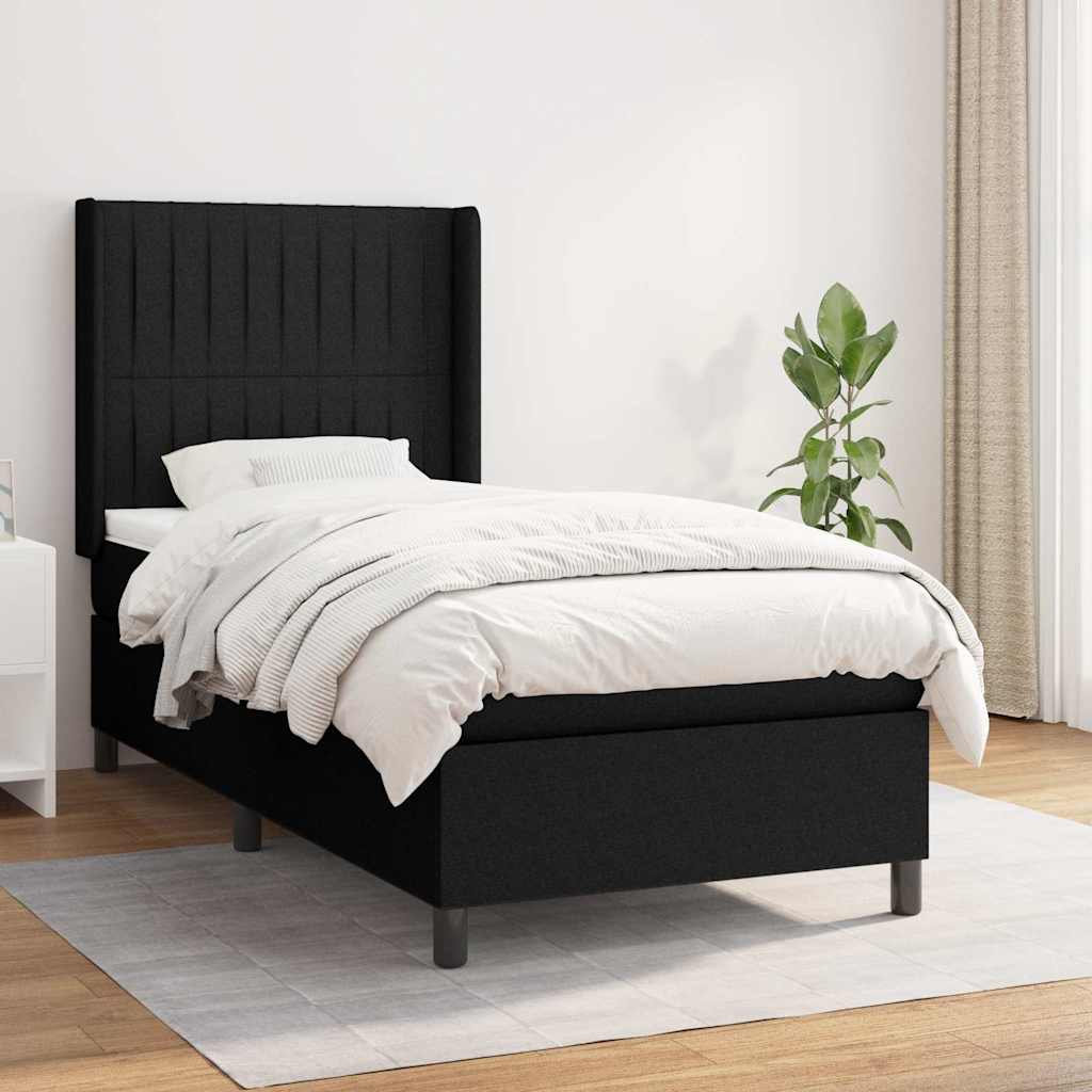Sommier à lattes de lit avec matelas Noir 100x200 cm Tissu - XIOS