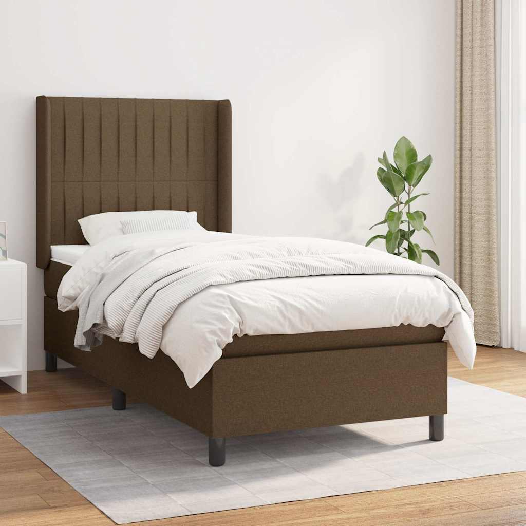 Sommier à lattes de lit avec matelas Marron foncé 100x200 cm
