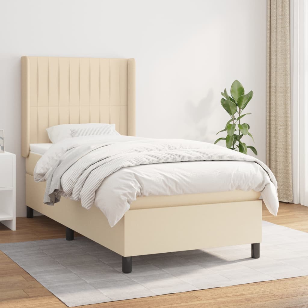 Sommier à lattes de lit avec matelas Crème 100x200 cm Tissu - XIOS