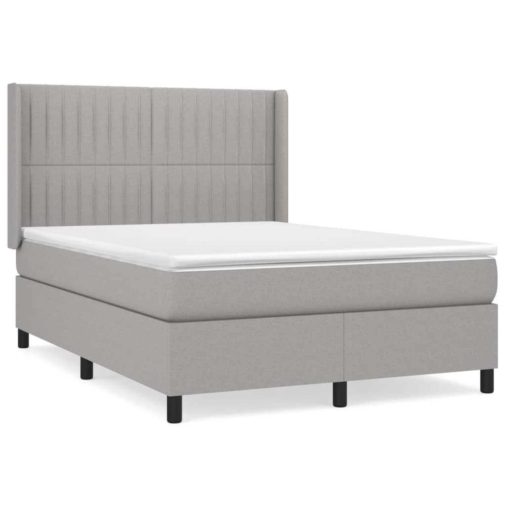 Sommier à lattes de lit avec matelas Gris clair 140x190cm Tissu - XIOS