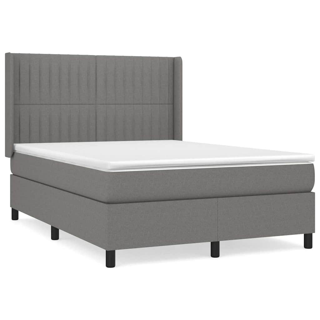 Sommier à lattes de lit avec matelas Gris foncé 140x190cm Tissu