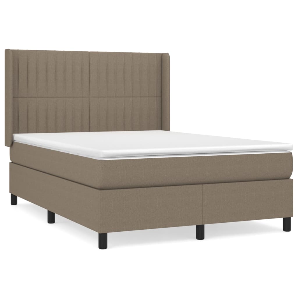 Sommier à lattes de lit avec matelas Taupe 140x190 cm Tissu - XIOS