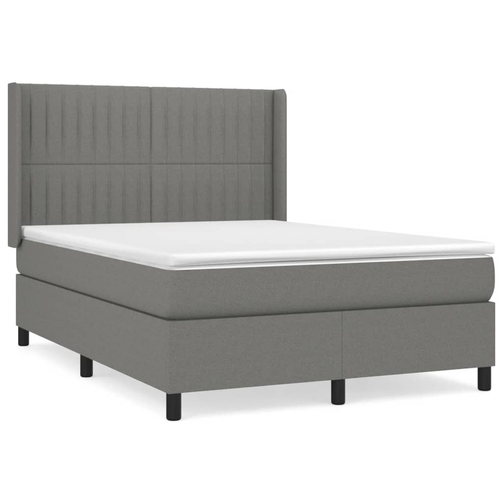 Sommier à lattes de lit avec matelas Gris foncé 140x200cm Tissu - XIOS