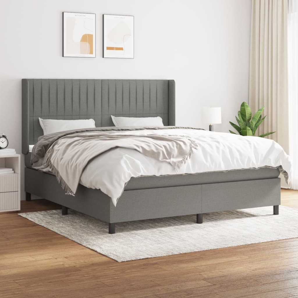 Sommier à lattes de lit avec matelas Gris foncé 160x200cm Tissu - XIOS