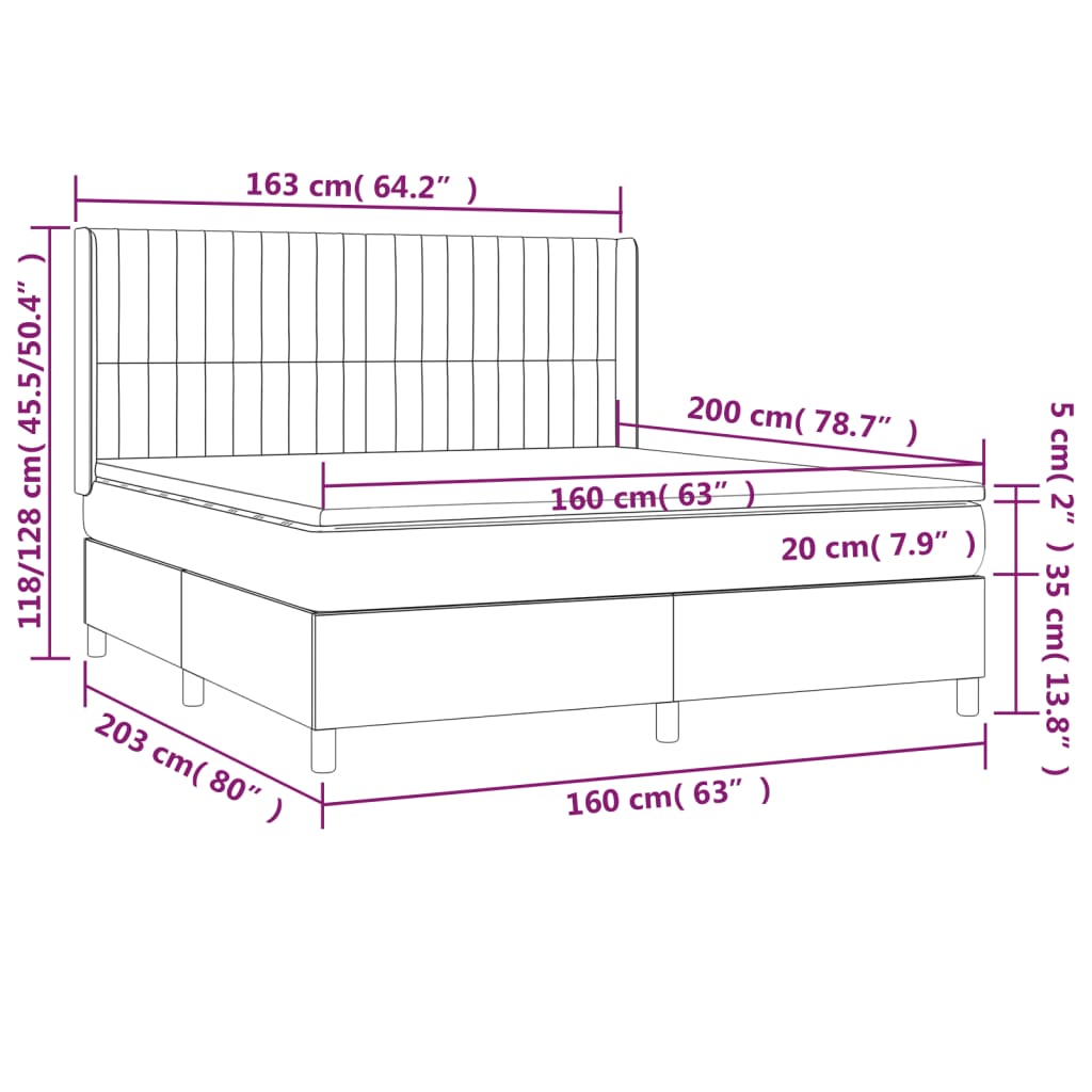 Sommier à lattes de lit avec matelas Taupe 160x200 cm Tissu - XIOS