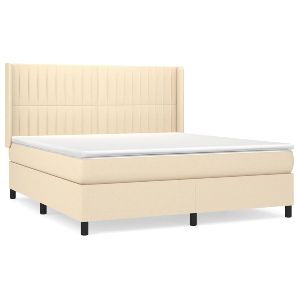 Sommier à lattes de lit avec matelas Crème 160x200 cm Tissu - XIOS
