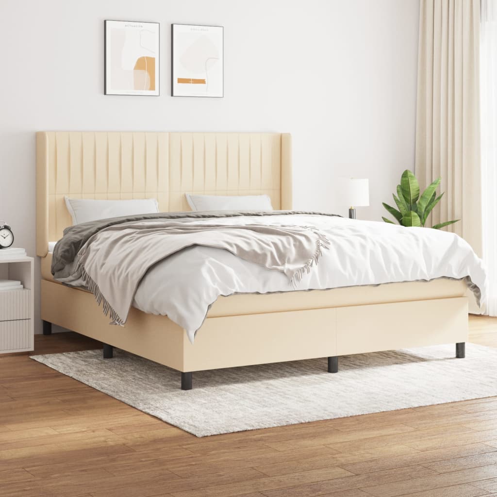 Sommier à lattes de lit avec matelas Crème 160x200 cm Tissu - XIOS