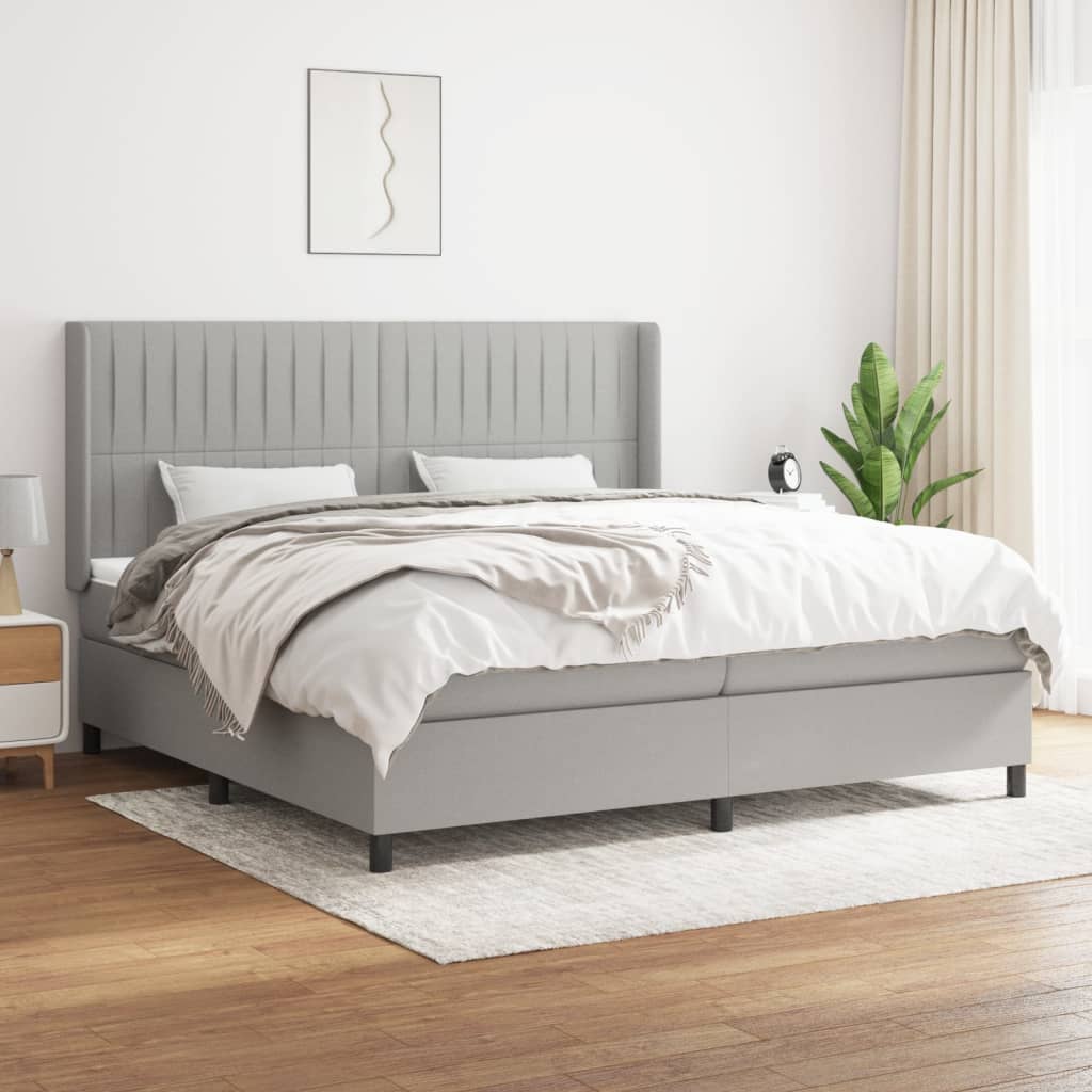 Sommier à lattes de lit avec matelas Gris clair 200x200cm Tissu - XIOS
