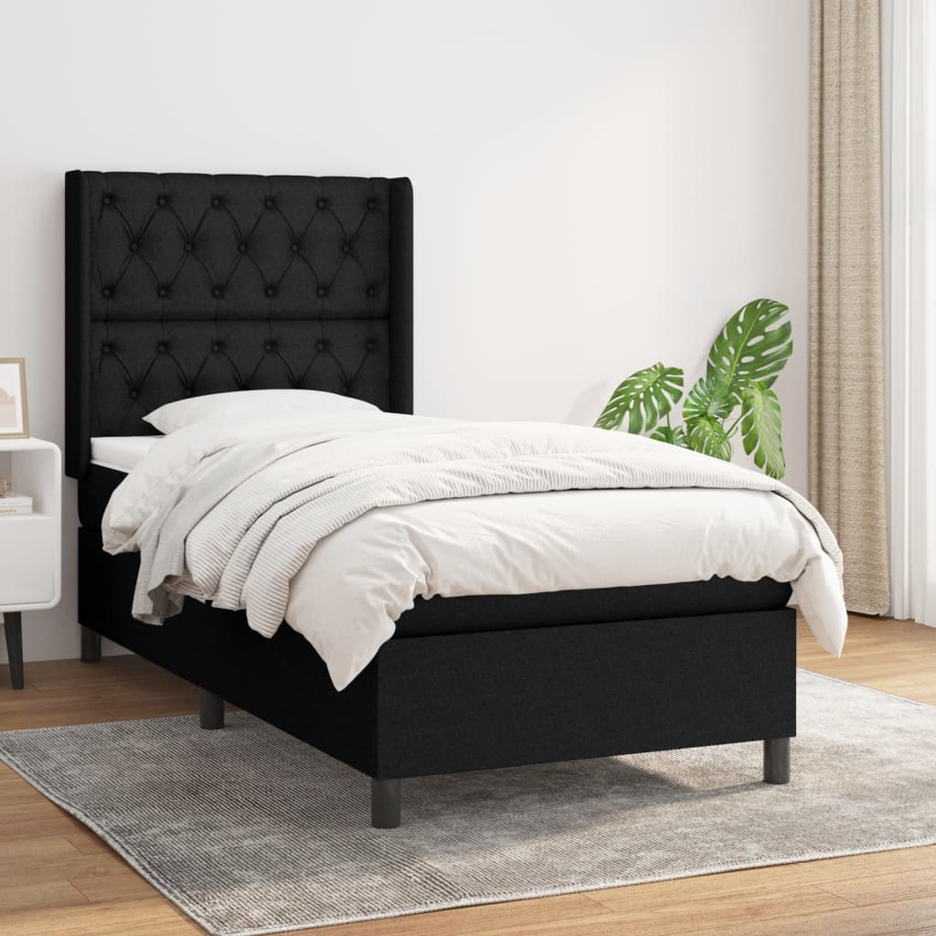 Sommier à lattes de lit et matelas Noir 80x200 cm Tissu - XIOS