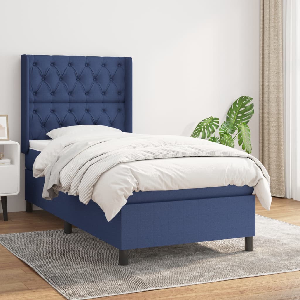 Sommier à lattes de lit avec matelas Bleu 80x200 cm Tissu - XIOS