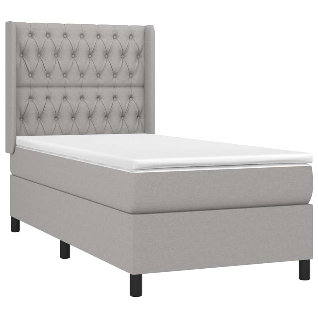 Sommier à lattes de lit et matelas Gris clair 90x190 cm Tissu - XIOS