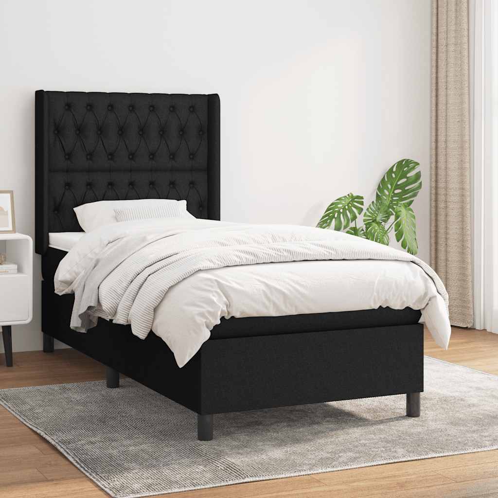 Sommier à lattes de lit avec matelas Noir 100x200 cm Tissu - XIOS