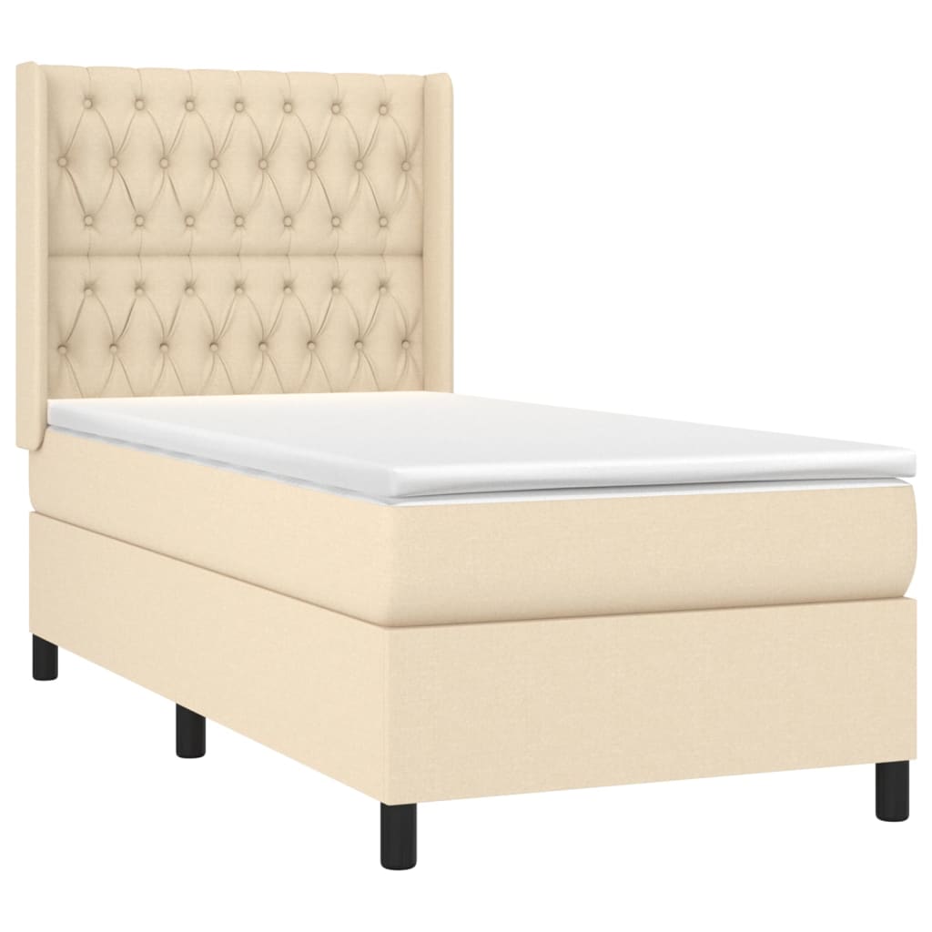 Sommier à lattes de lit avec matelas Crème 100x200 cm Tissu - XIOS
