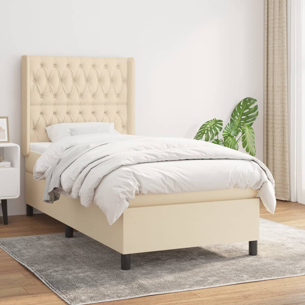 Sommier à lattes de lit avec matelas Crème 100x200 cm Tissu - XIOS