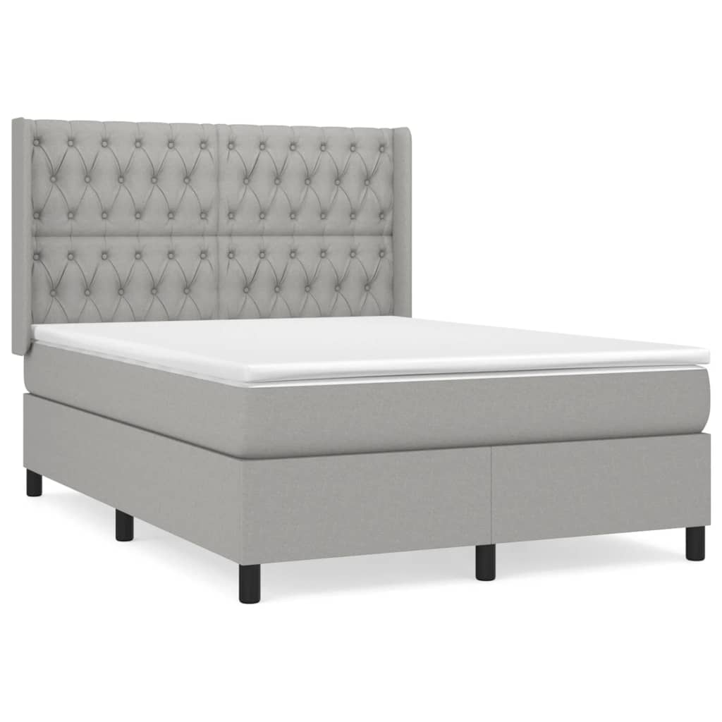 Sommier à lattes de lit avec matelas Gris clair 140x190cm Tissu - XIOS