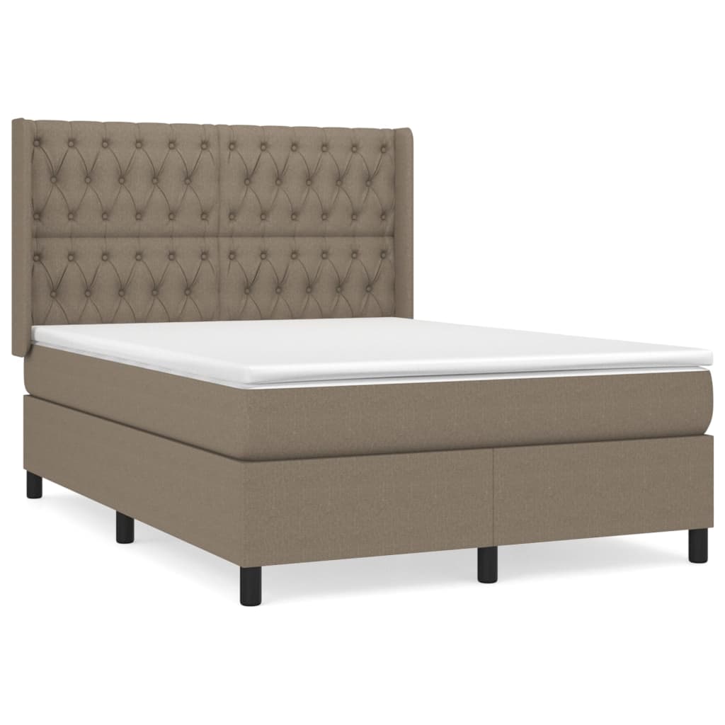 Sommier à lattes de lit avec matelas Taupe 140x190 cm Tissu - XIOS