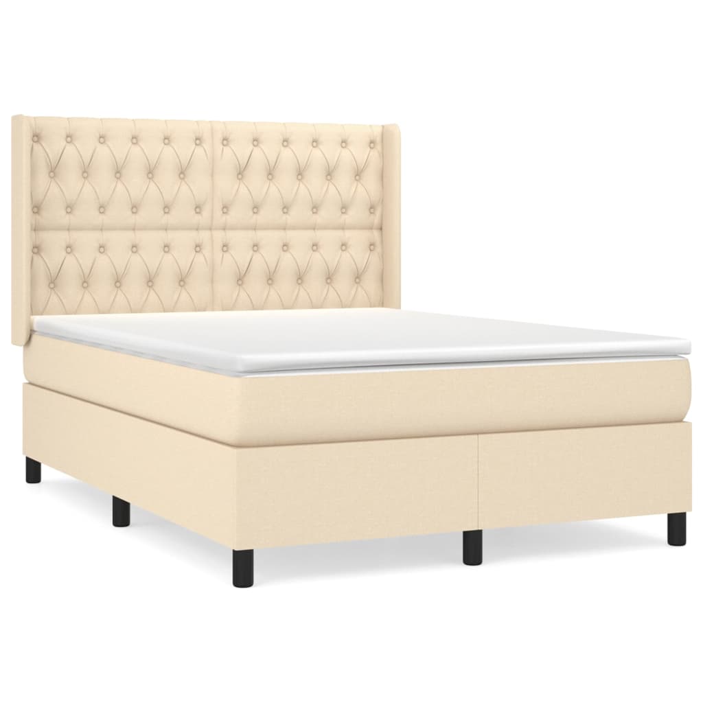 Sommier à lattes de lit avec matelas Crème 140x200 cm Tissu - XIOS