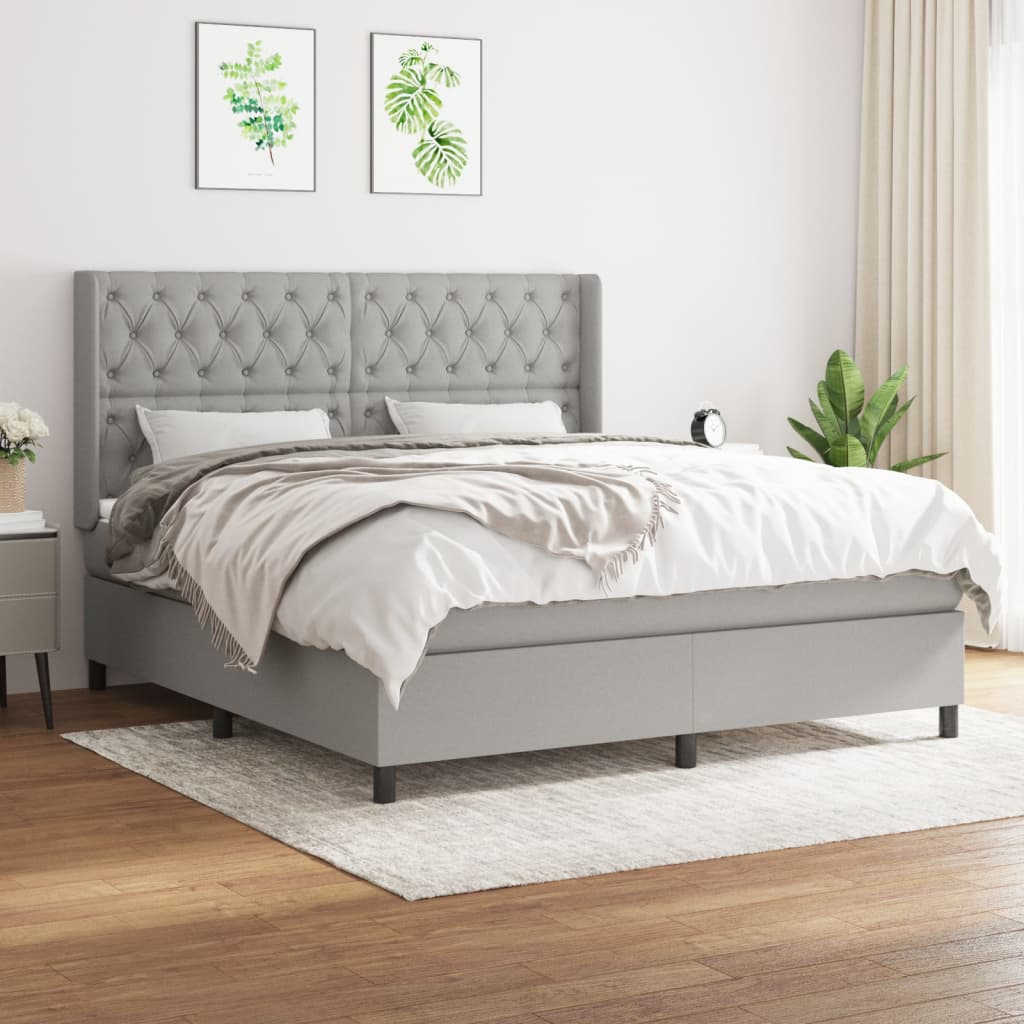Sommier à lattes de lit avec matelas Gris clair 160x200cm Tissu - XIOS