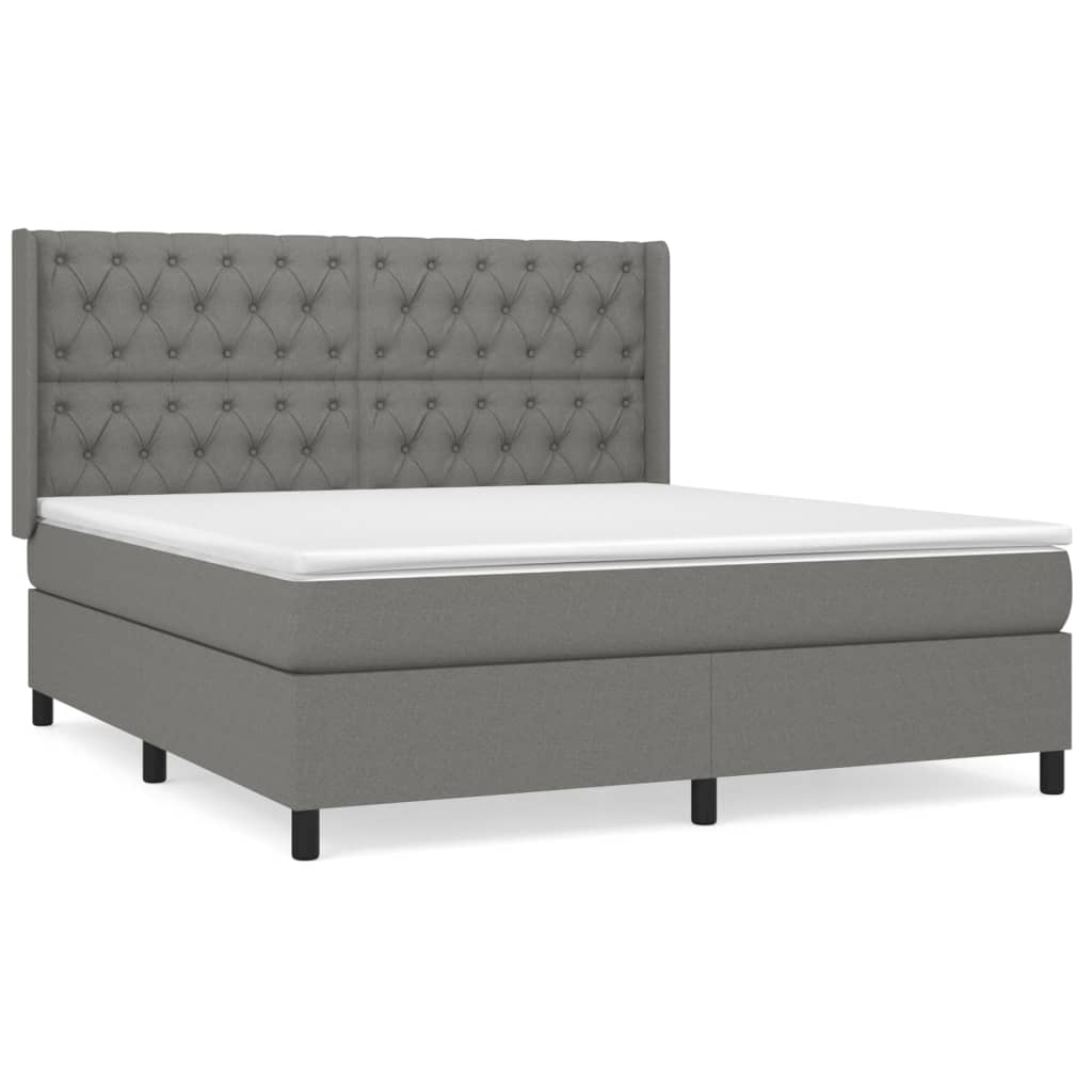 Sommier à lattes de lit avec matelas Gris foncé 160x200cm Tissu - XIOS