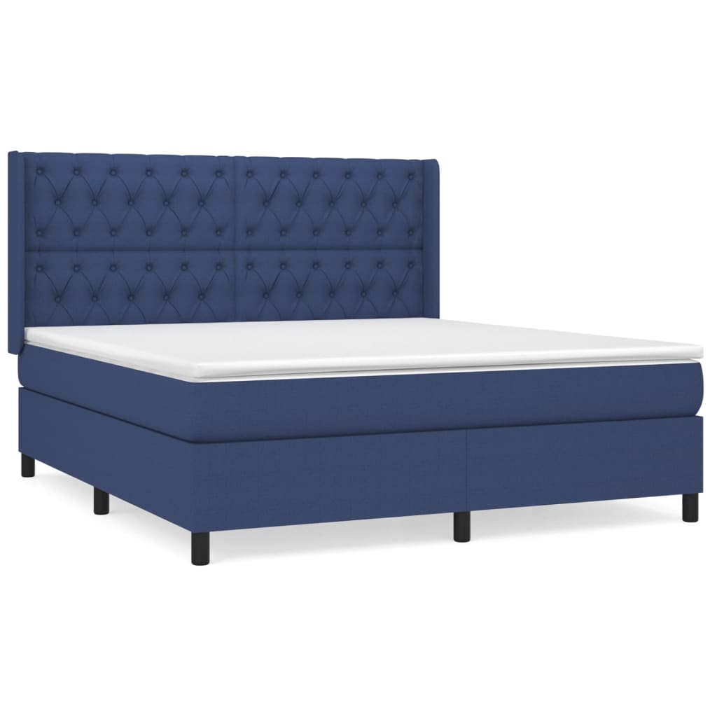 Sommier à lattes de lit avec matelas Bleu 160x200 cm Tissu - XIOS