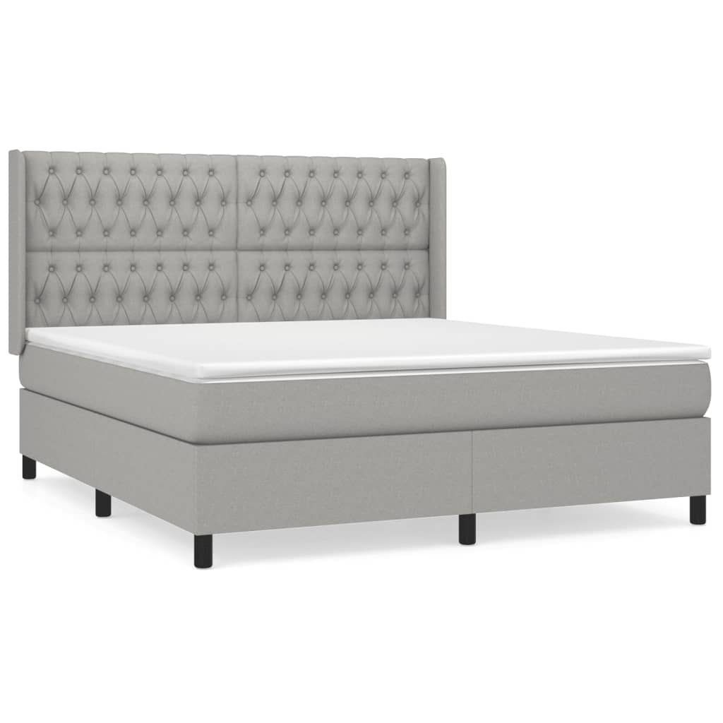Sommier à lattes de lit avec matelas Gris clair 180x200cm Tissu - XIOS