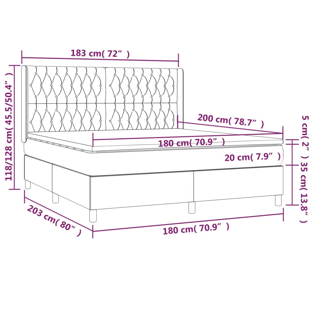 Sommier à lattes de lit avec matelas Gris clair 180x200cm Tissu - XIOS