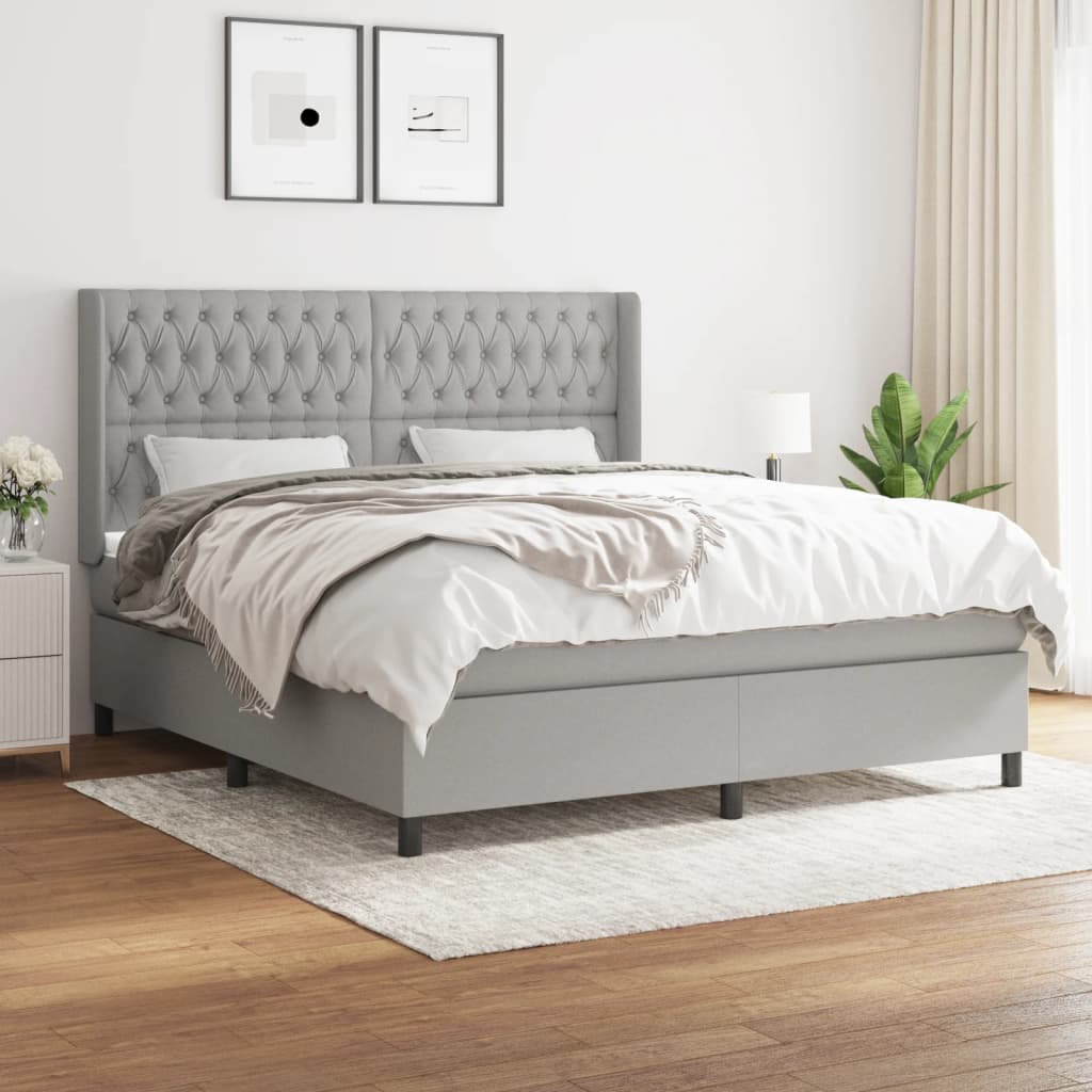 Sommier à lattes de lit avec matelas Gris clair 180x200cm Tissu - XIOS
