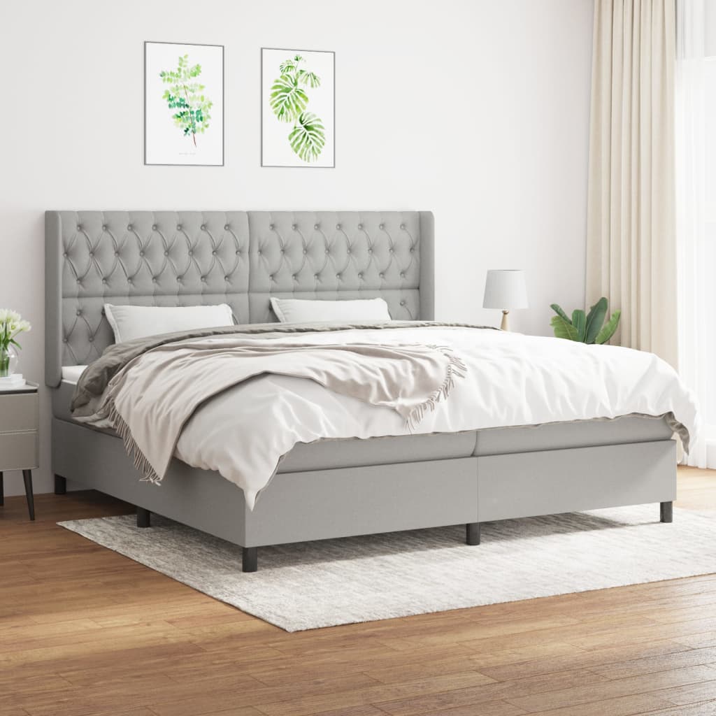 Sommier à lattes de lit avec matelas Gris clair 200x200cm Tissu - XIOS