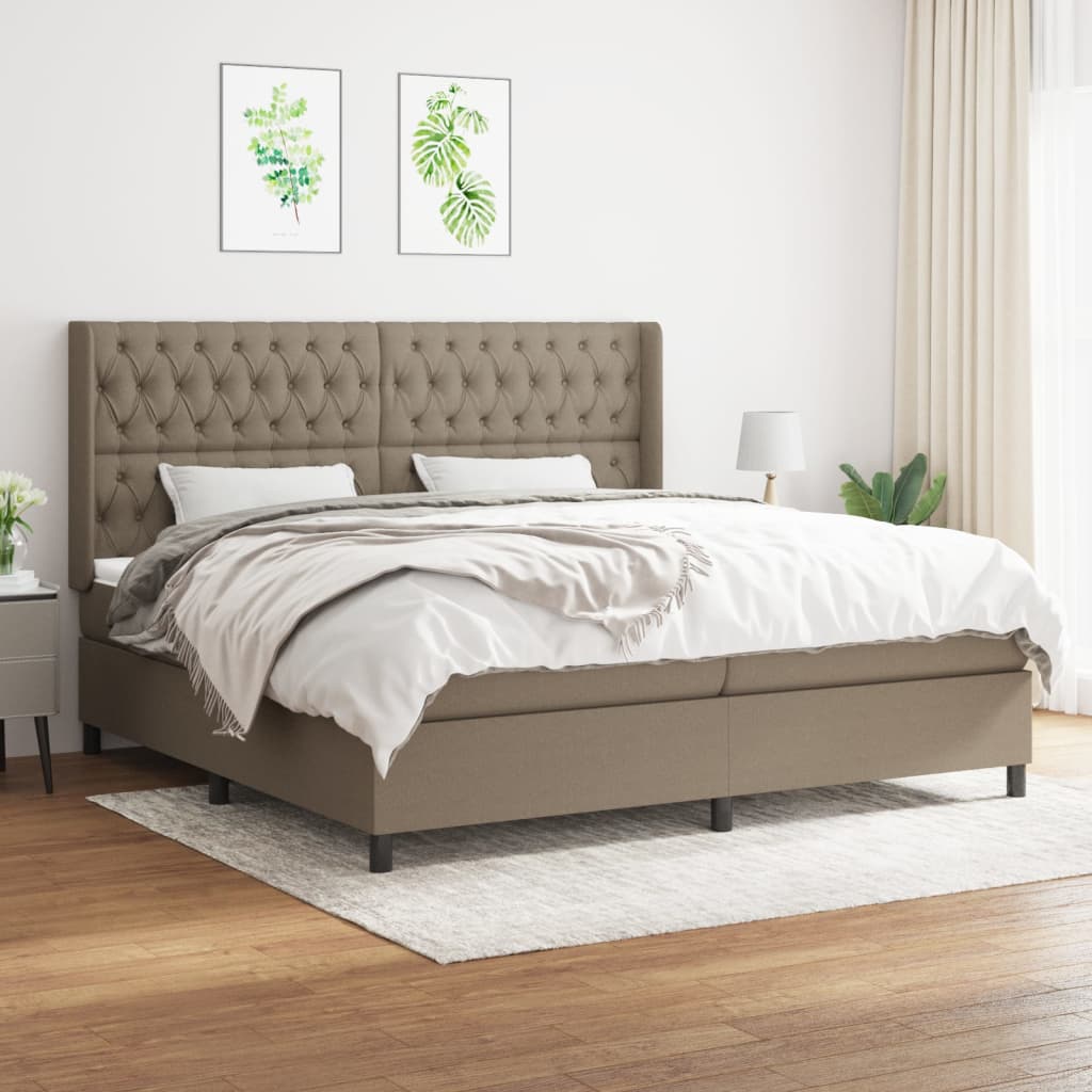 Sommier à lattes de lit avec matelas Taupe 200x200 cm Tissu - XIOS