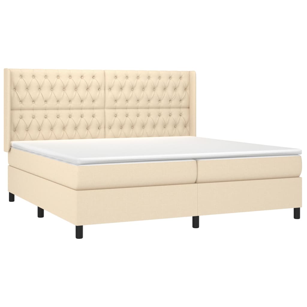 Sommier à lattes de lit avec matelas Crème 200x200 cm Tissu - XIOS