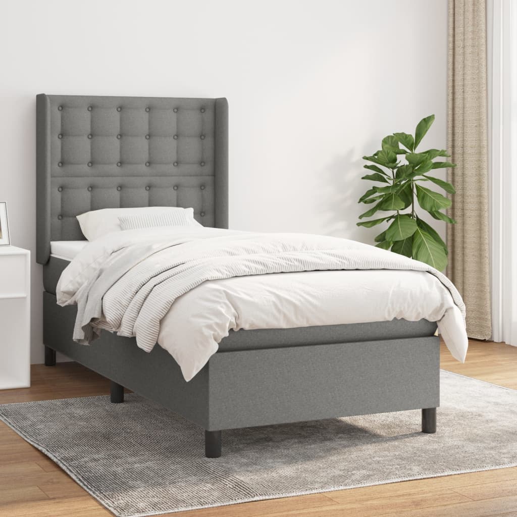 Sommier à lattes de lit avec matelas Gris foncé 80x200 cm Tissu - XIOS
