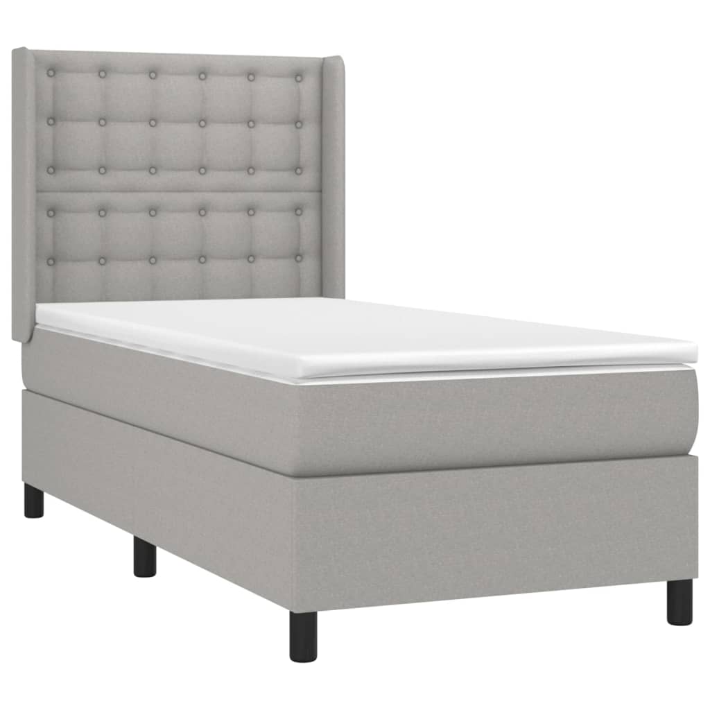 Sommier à lattes de lit et matelas Gris clair 90x190 cm Tissu - XIOS
