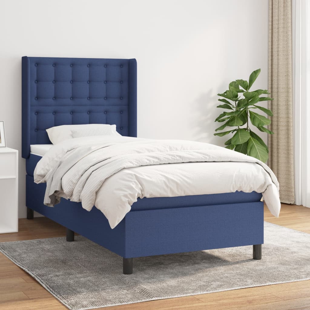 Sommier à lattes de lit avec matelas Bleu 90x200 cm Tissu - XIOS