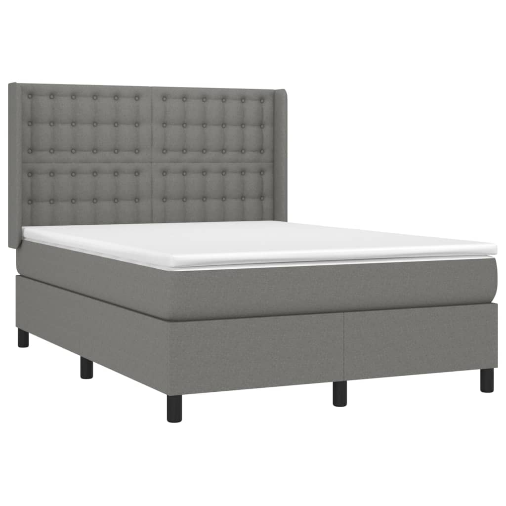 Sommier à lattes de lit avec matelas Gris foncé 140x190cm Tissu - XIOS