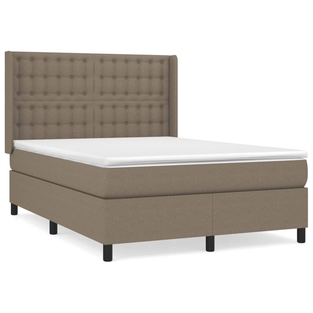 Sommier à lattes de lit avec matelas Taupe 140x190 cm Tissu - XIOS