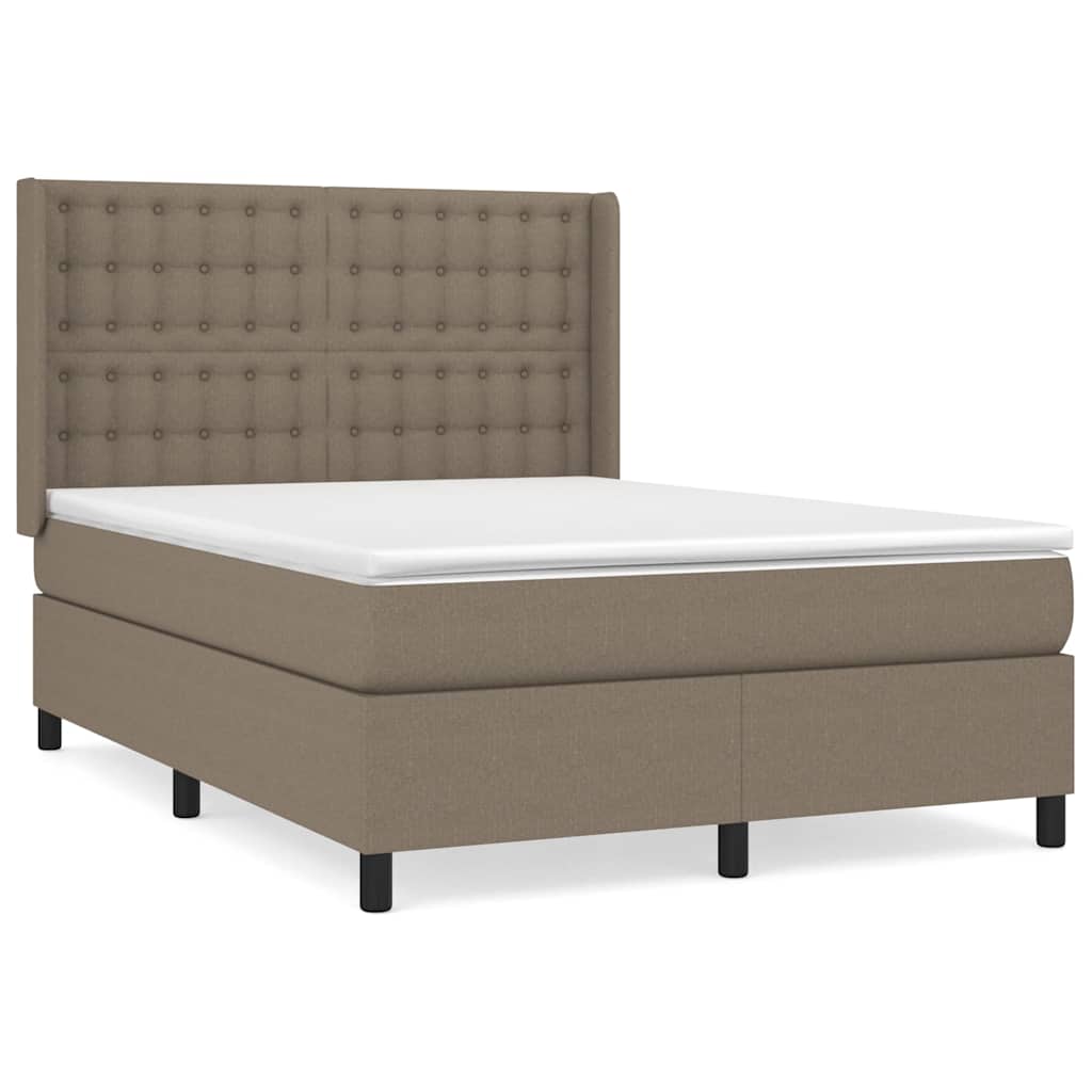 Sommier à lattes de lit avec matelas Taupe 140x190 cm Tissu