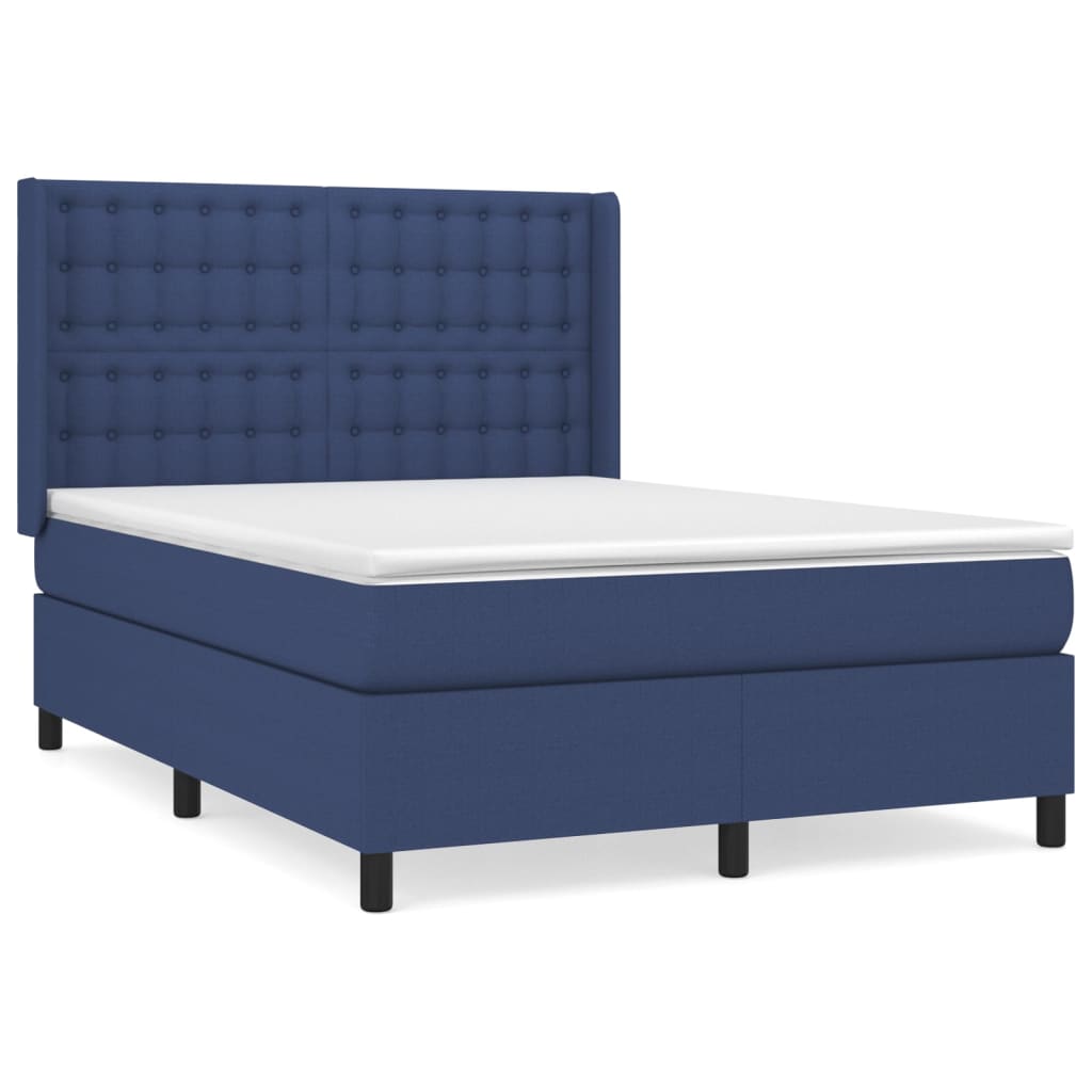 Sommier à lattes de lit avec matelas Bleu 140x190 cm Tissu - XIOS