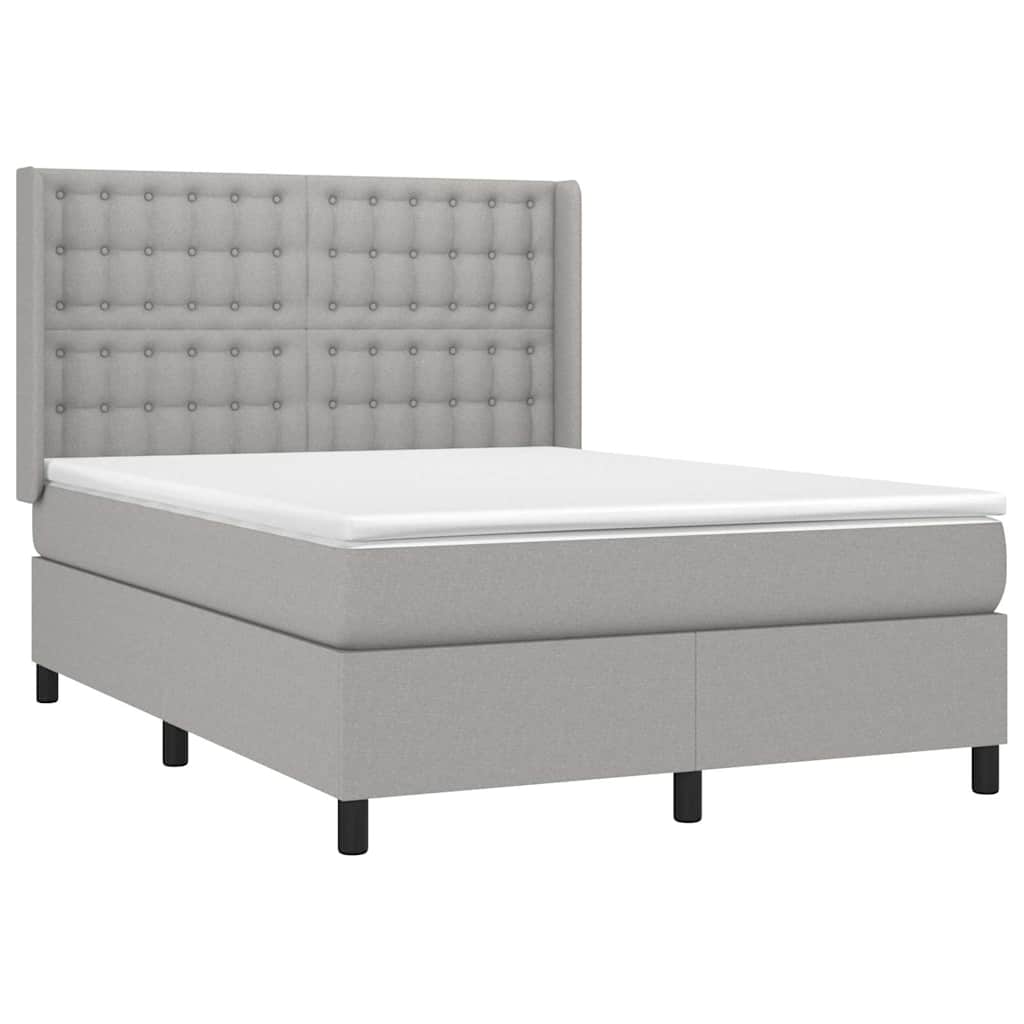 Sommier à lattes de lit avec matelas Gris clair 140x200cm Tissu