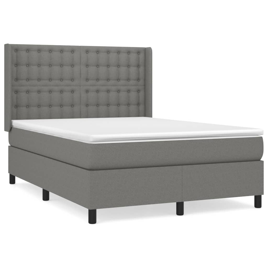 Sommier à lattes de lit avec matelas Gris foncé 140x200cm Tissu - XIOS