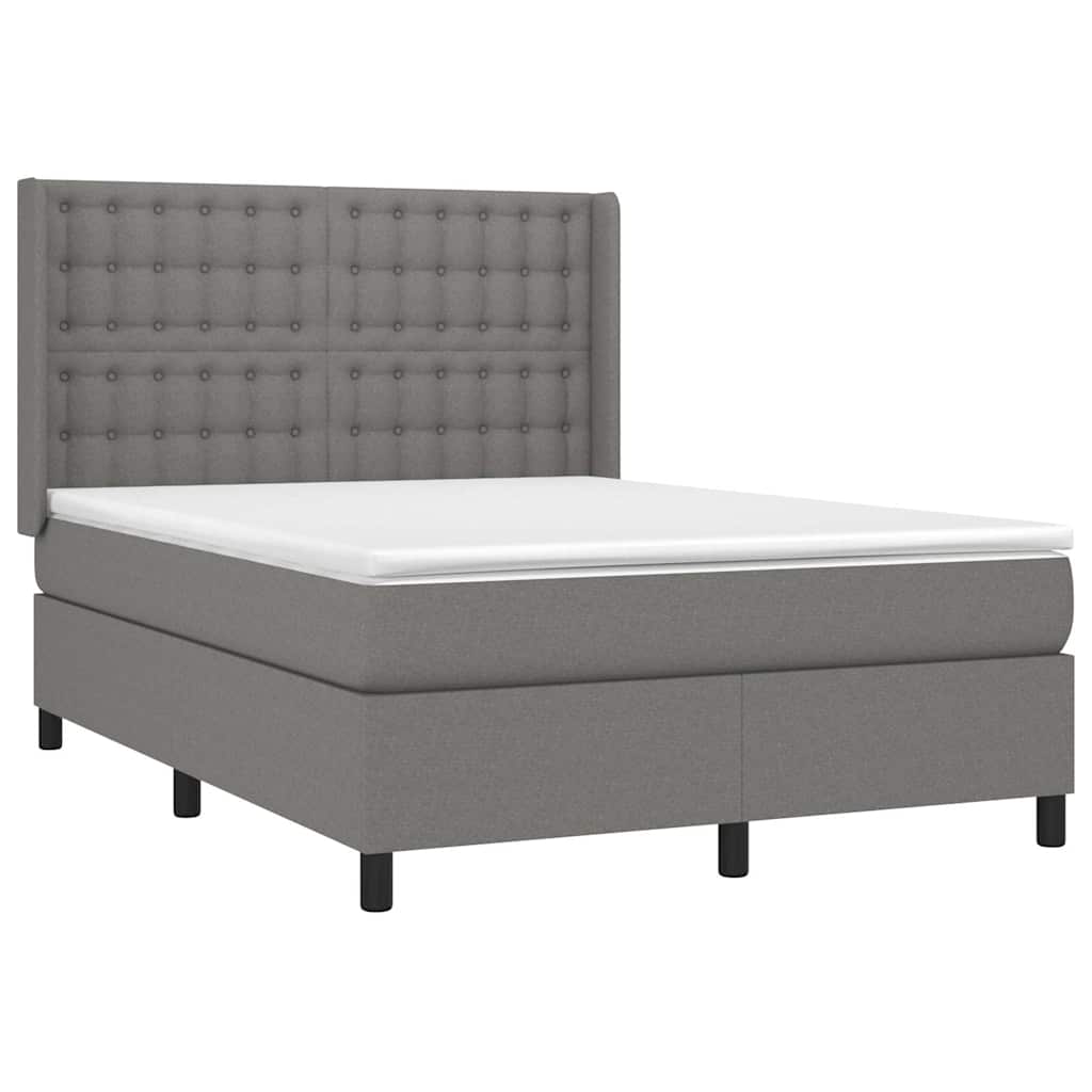 Sommier à lattes de lit avec matelas Gris foncé 140x200cm Tissu